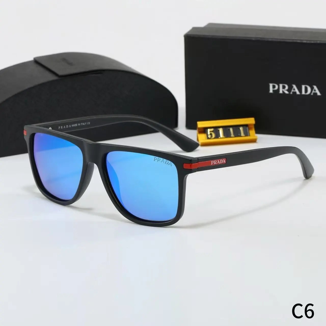 Prada Eyewear Square-frame sunglasses with triangle-logo temples — 13