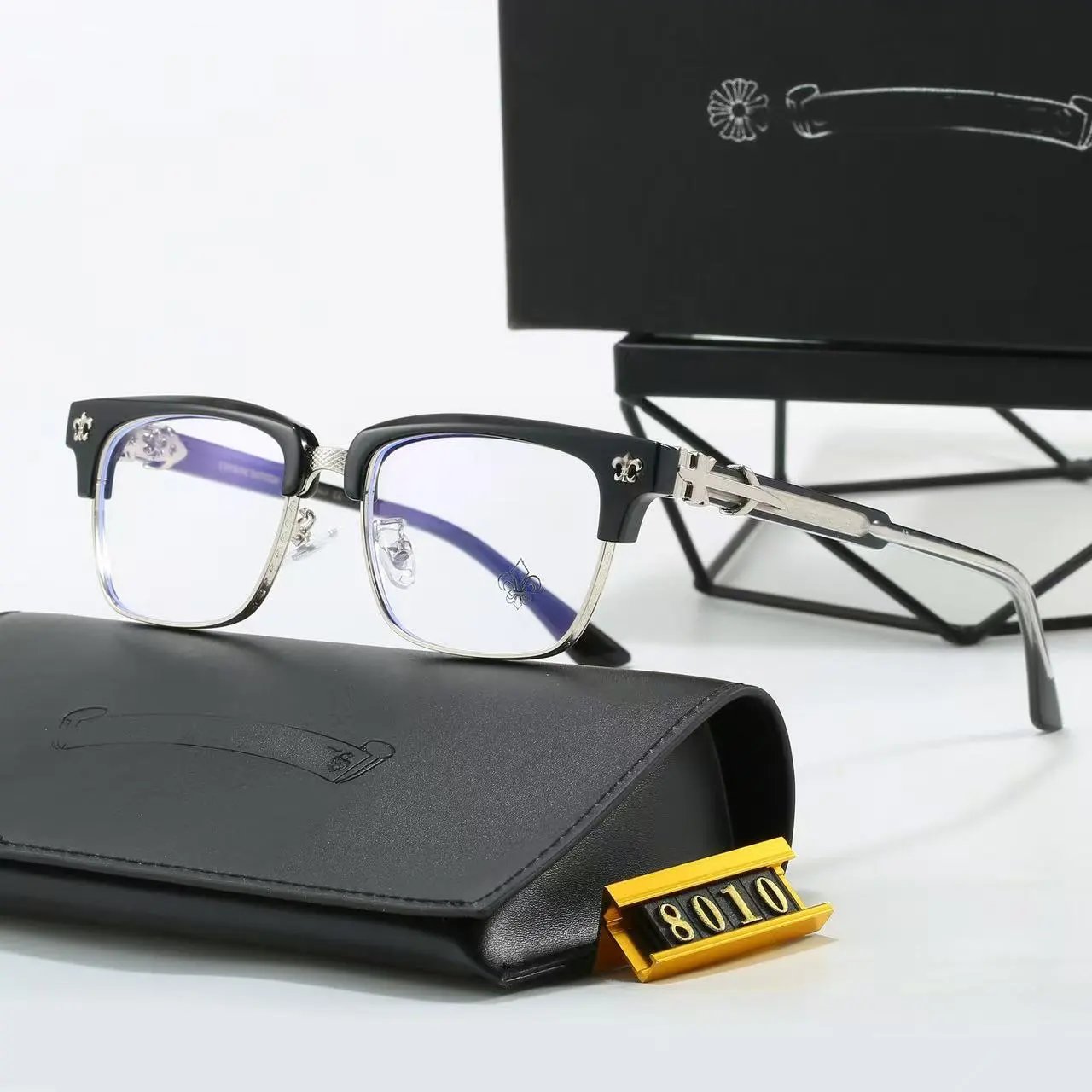 Chrome Hearts Eyewear Square Clear-Lens Eyeglass Frames with Cross Motifs product image