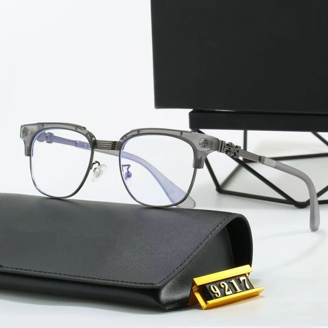 Unbranded Eyewear Square frames with floral cross temple embellishments — 24