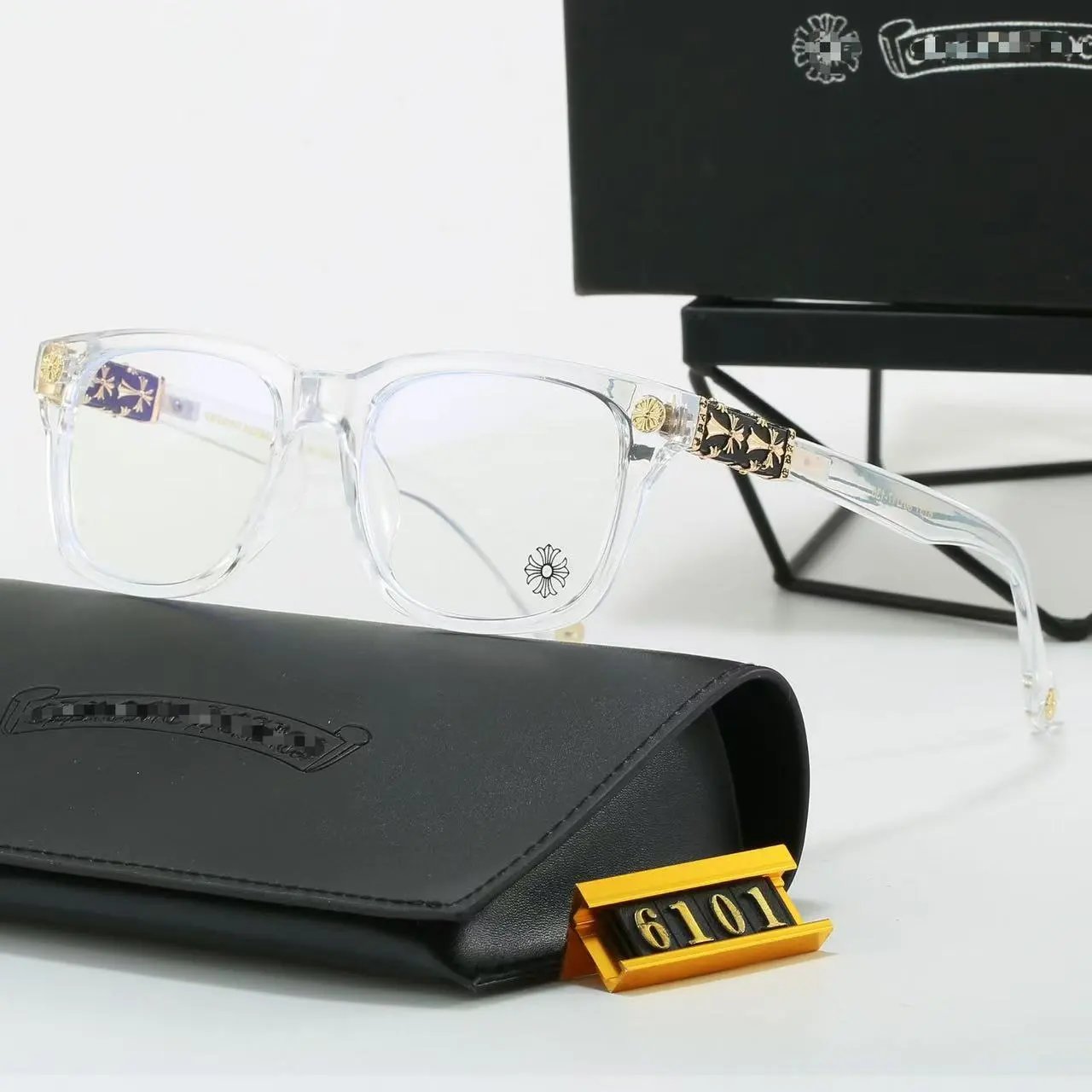 Unbranded Eyewear Square frames with floral cross temple embellishments — 39