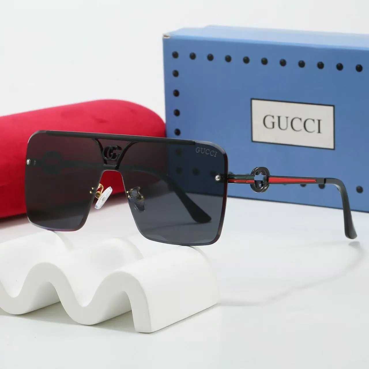 Prada Eyewear Square-frame sunglasses with triangle-logo temples — 23