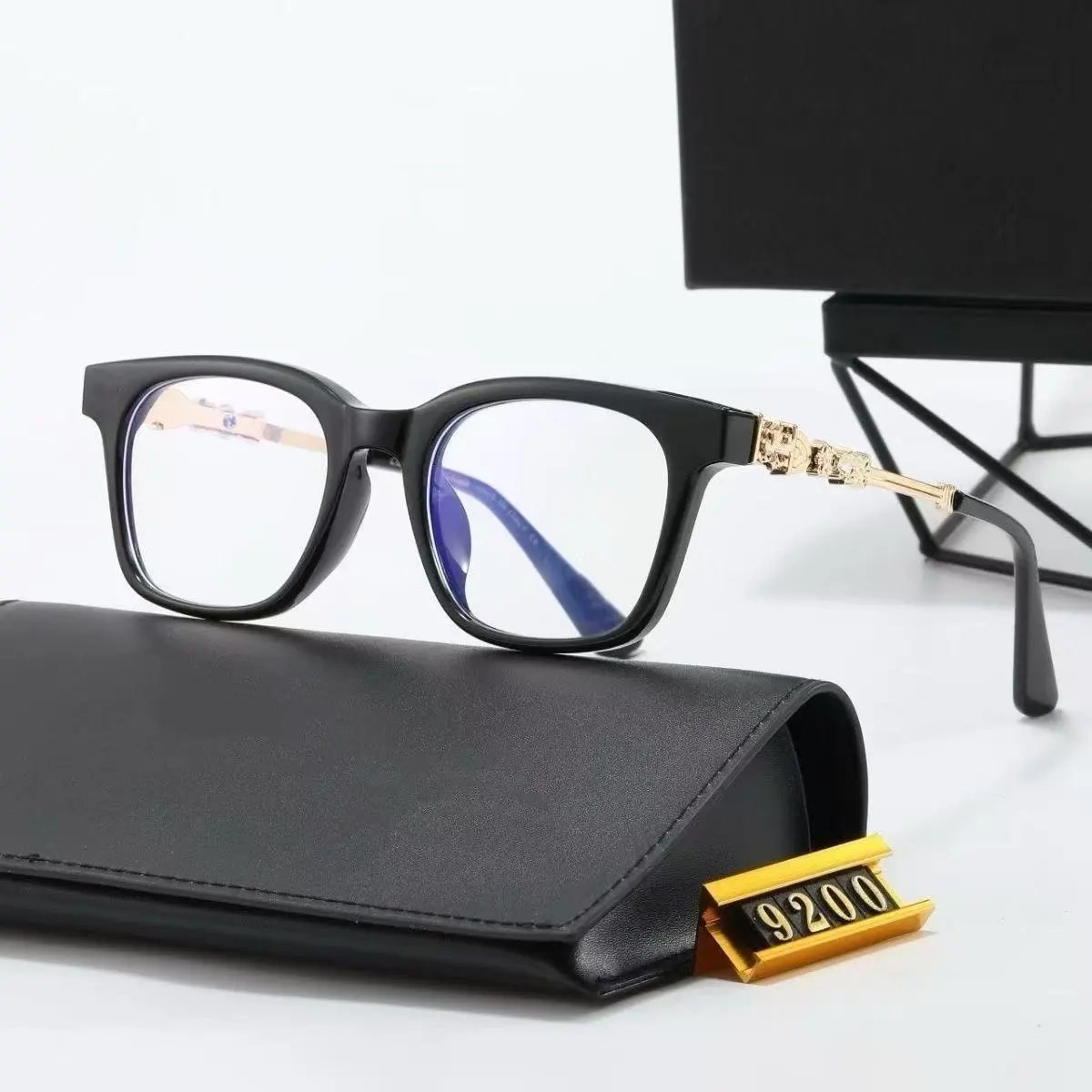 Unbranded Eyewear Square frames with floral cross temple embellishments — 22