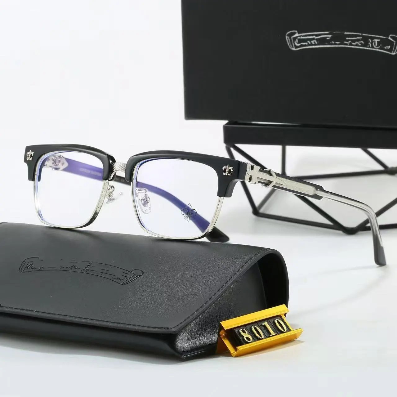 Chrome Hearts Eyewear Square Clear-Lens Eyeglass Frames with Cross Motifs product image