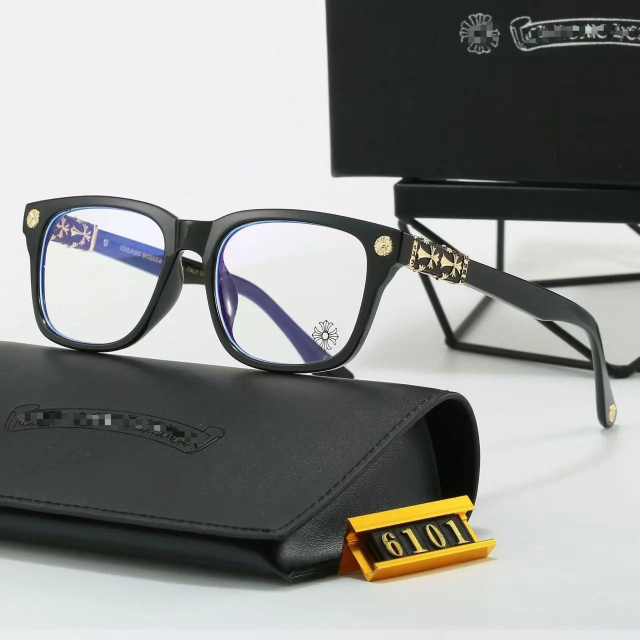 Chrome Hearts Eyewear Square Blue-Light Blocking Glasses with Ornate Metal Temples product image