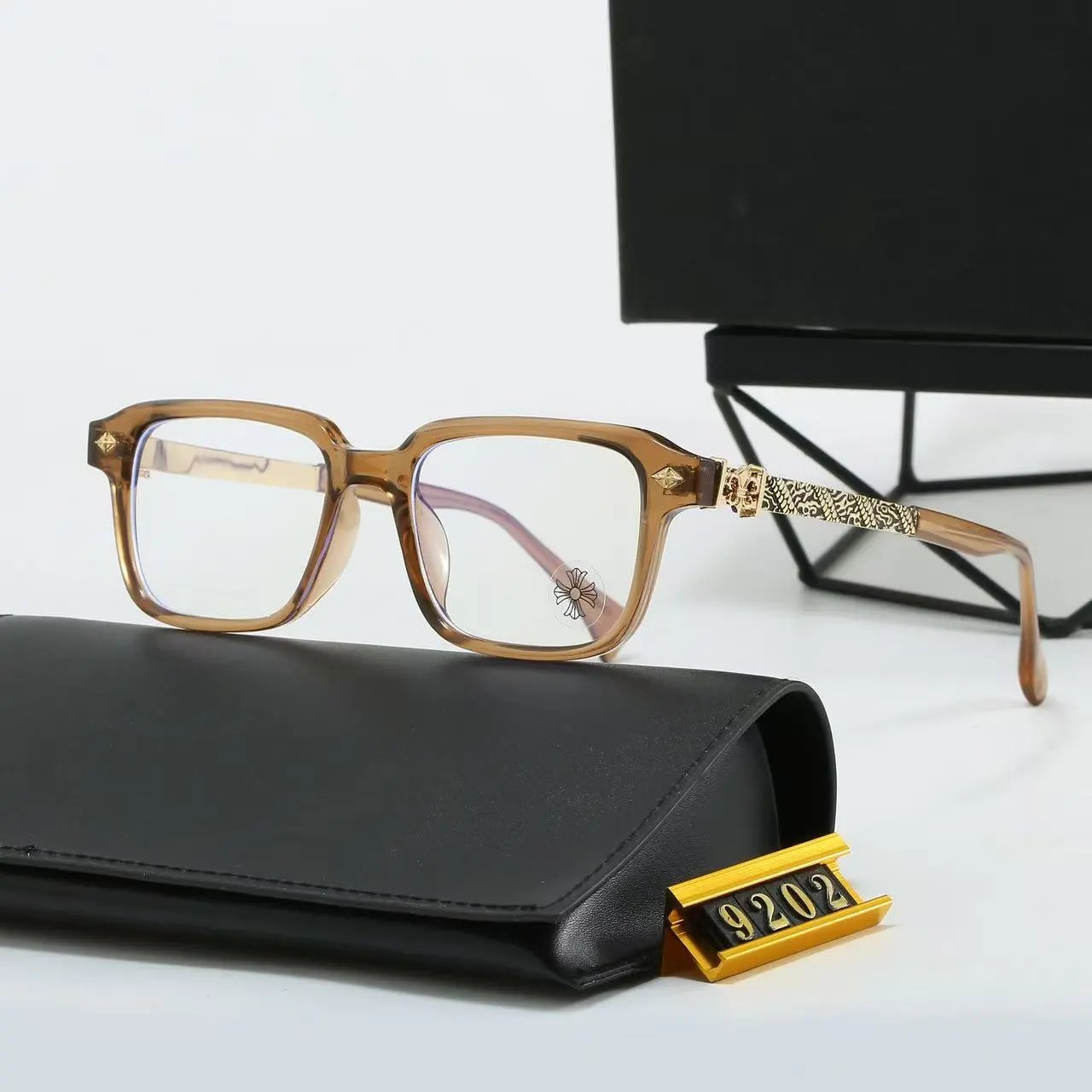 Unbranded Eyewear Square frames with floral cross temple embellishments — 35
