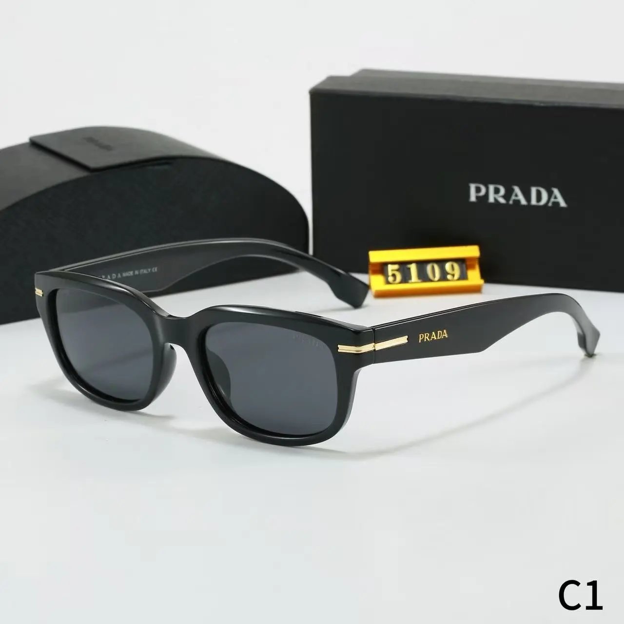 Prada Eyewear Square-frame sunglasses with triangle-logo temples — 10