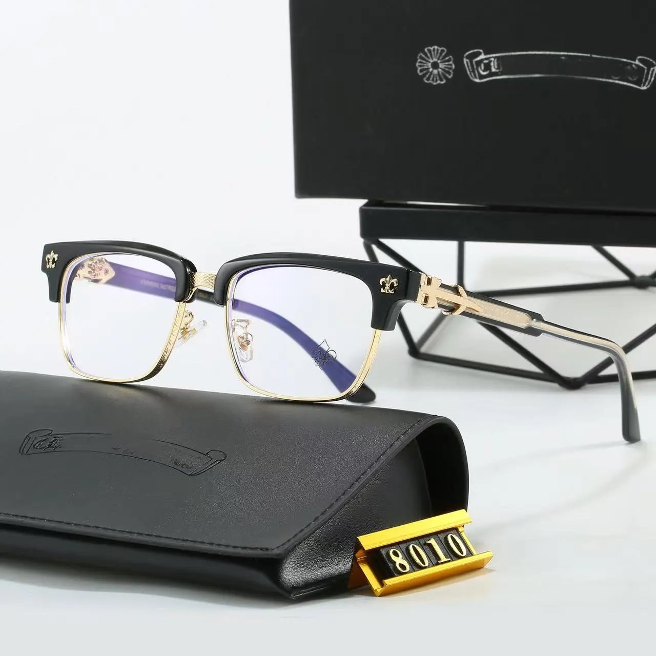 Chrome Hearts Eyewear Square Clear-Lens Eyeglass Frames with Cross Motifs product image