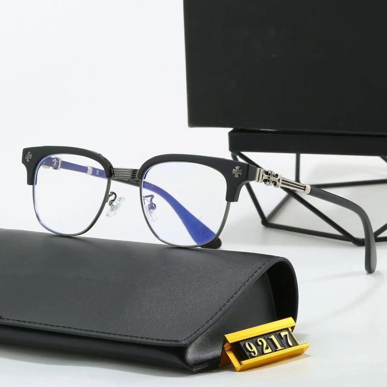 Unbranded Eyewear Square frames with floral cross temple embellishments — 23