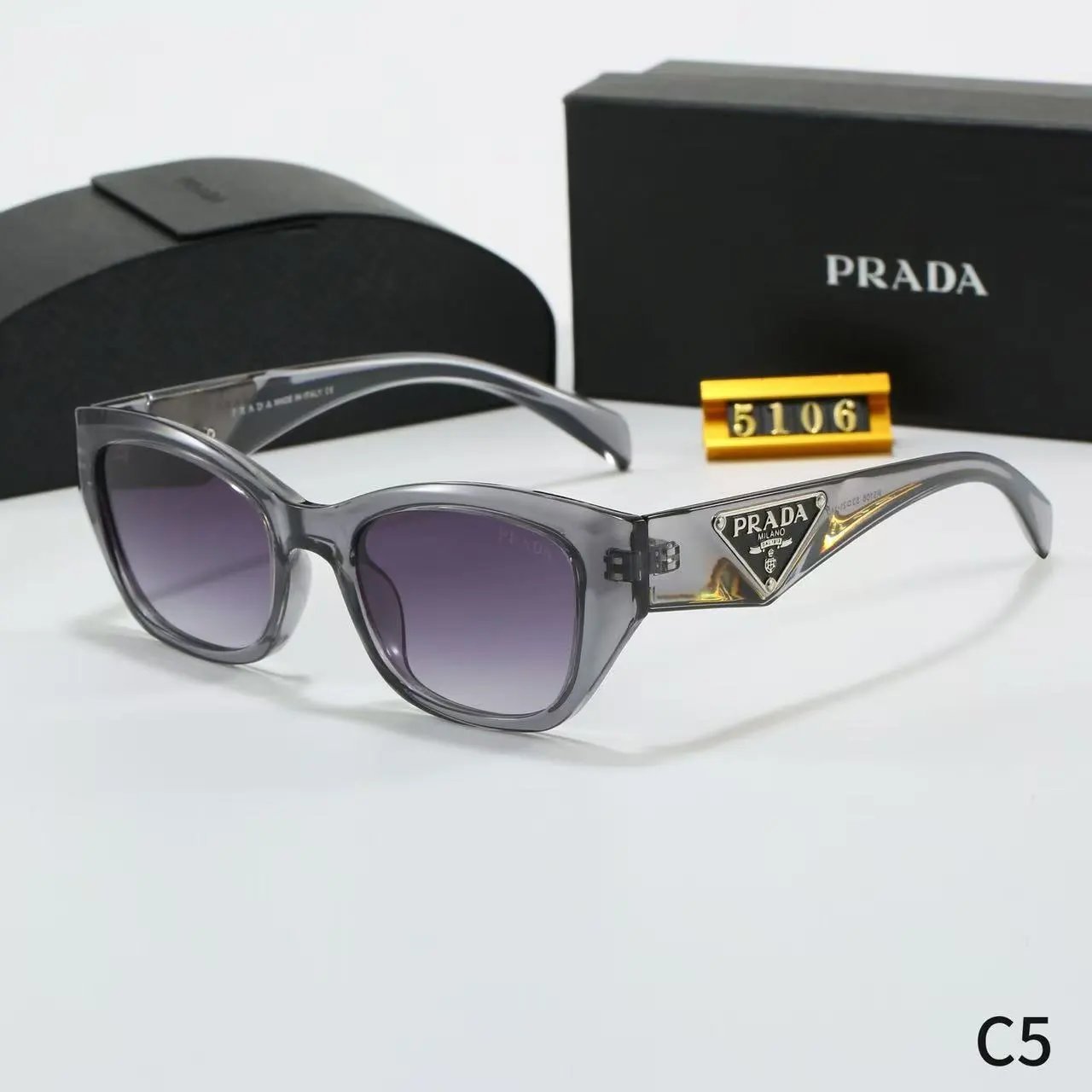 Prada Eyewear Square-frame sunglasses with triangle-logo temples — 3