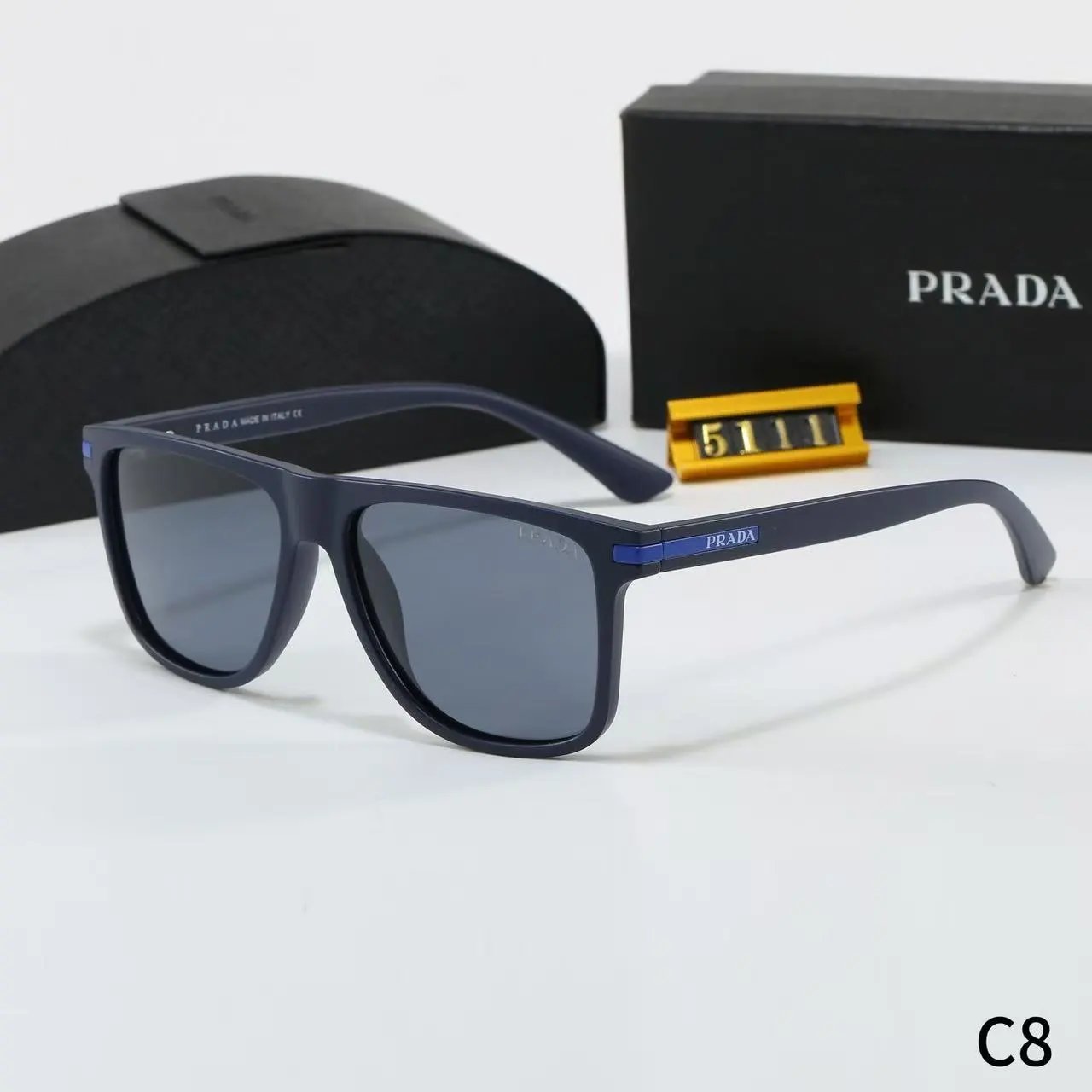 Prada Eyewear Square-frame sunglasses with triangle-logo temples — 12