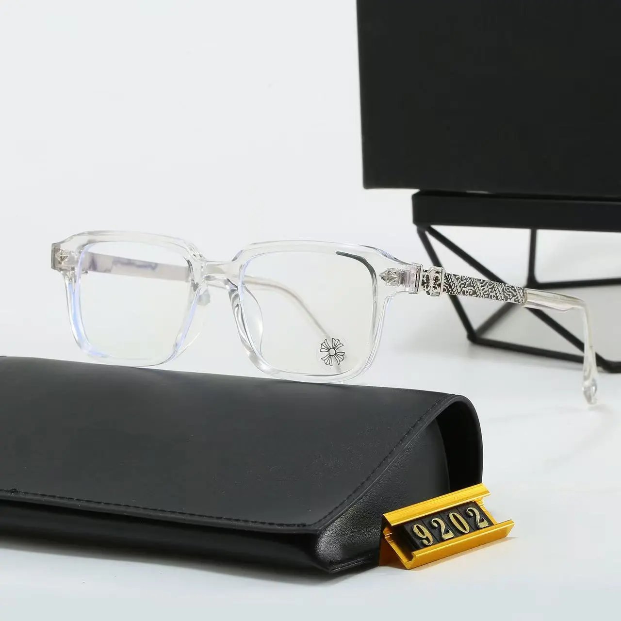 Unbranded Eyewear Square frames with floral cross temple embellishments — 36