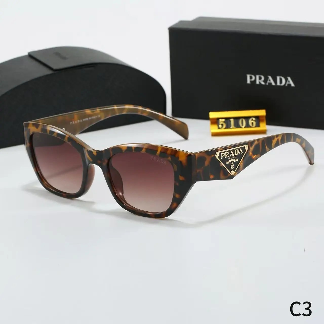 Prada Eyewear Square-frame sunglasses with triangle-logo temples — 2