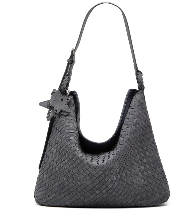 Unbranded Shoulder Bags Woven Hobo Bag with Braided Strap and Star Charm — gray(50*13*38 cm)