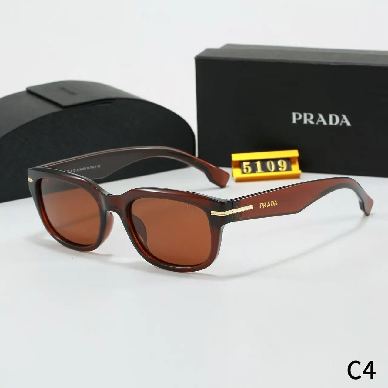 Prada Eyewear Square-frame sunglasses with triangle-logo temples — 11