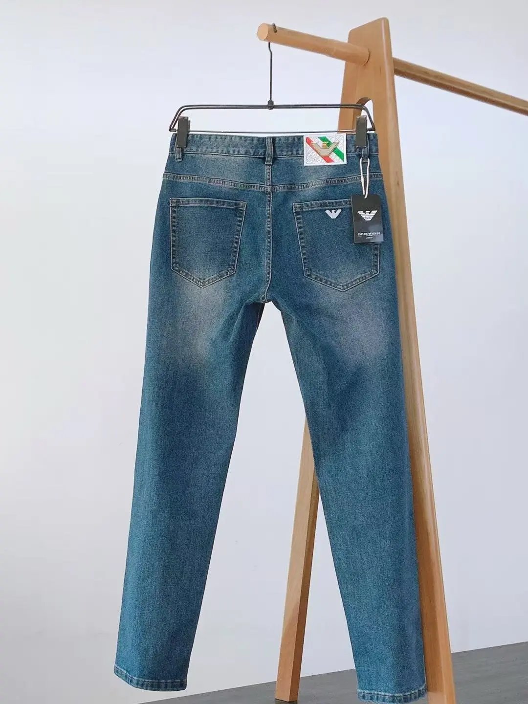 Dior Men's Oblique Bee Embroidery Slim Fit Blue Jeans - 2