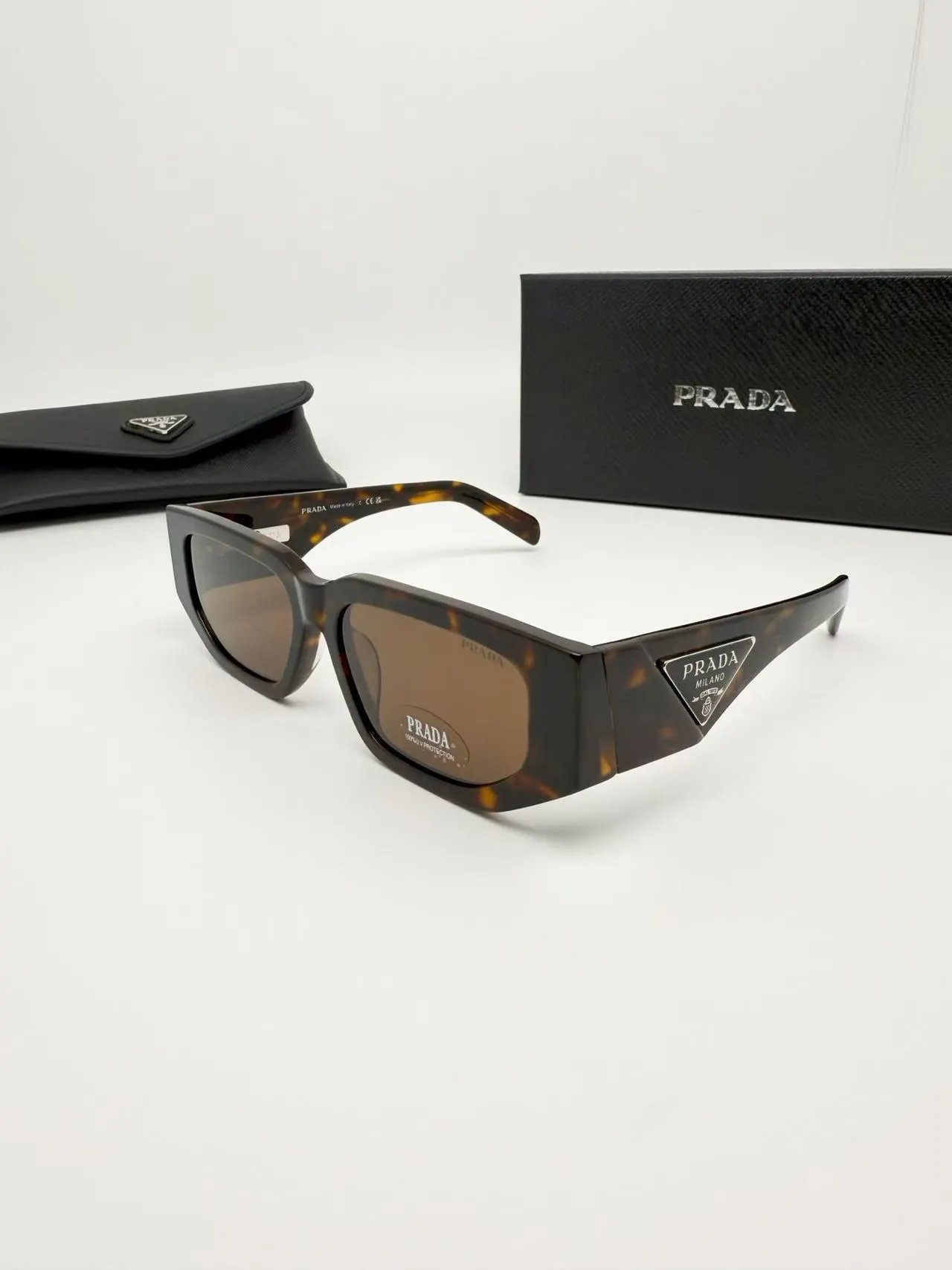 Prada Eyewear Square-frame sunglasses with triangle-logo temples — 8