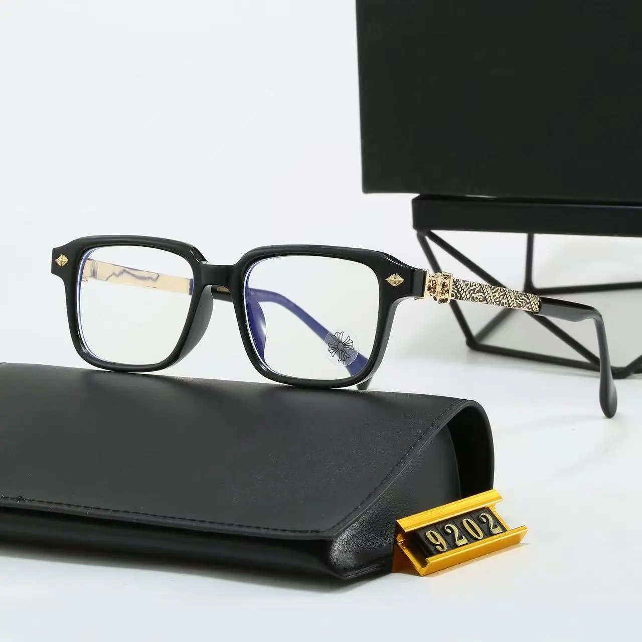 Unbranded Eyewear Square frames with floral cross temple embellishments — 37