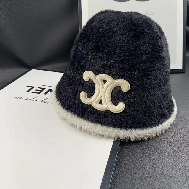 Celine Hats Plush embroidered Triomphe logo bucket hat product detail image 5