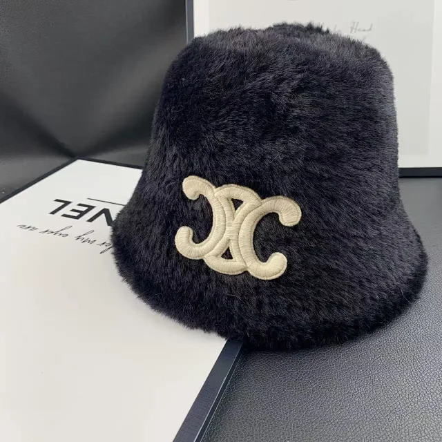 Celine Hats Plush embroidered Triomphe logo bucket hat product detail image 4