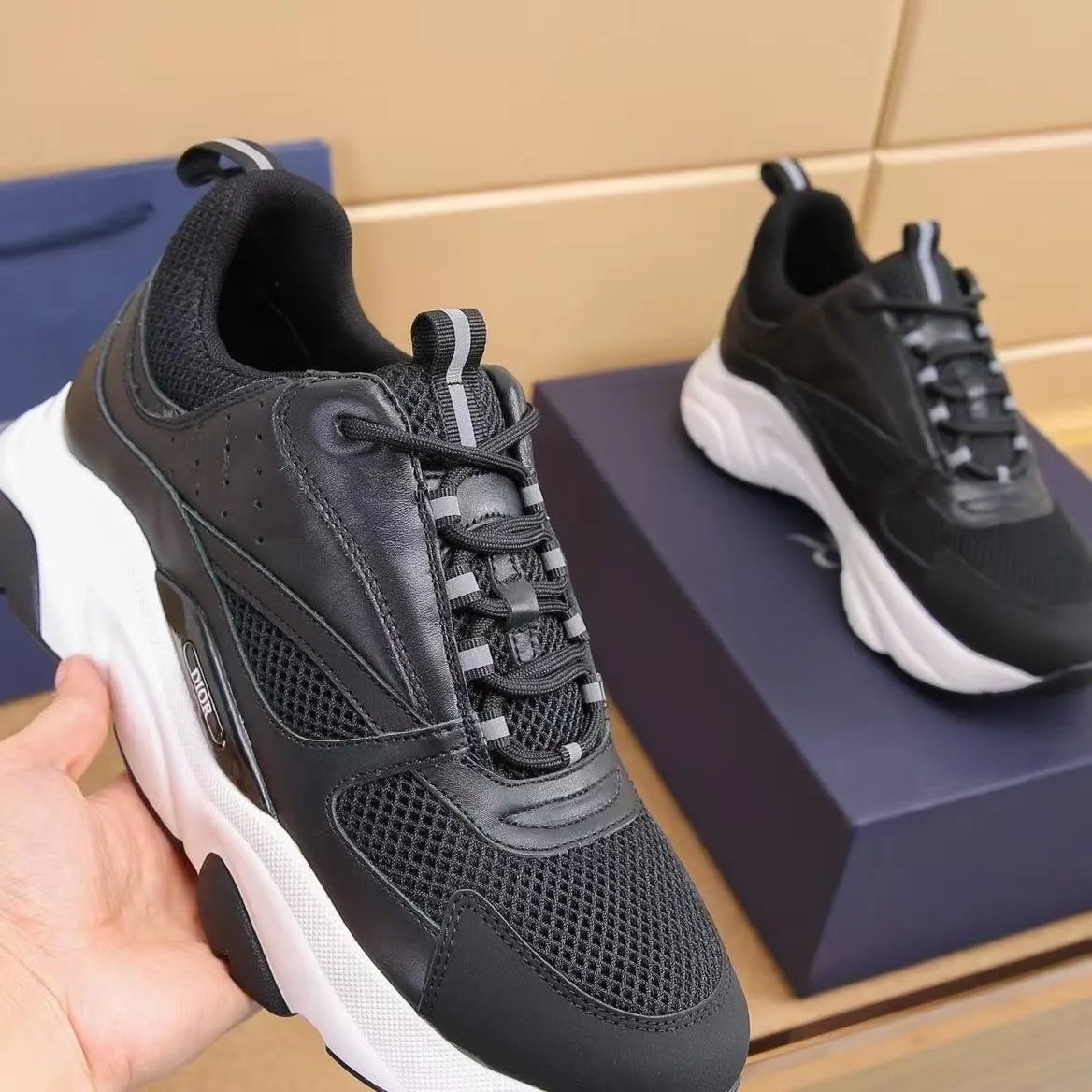 Dior B23 Low Black and White Chunky Sneakers - 1