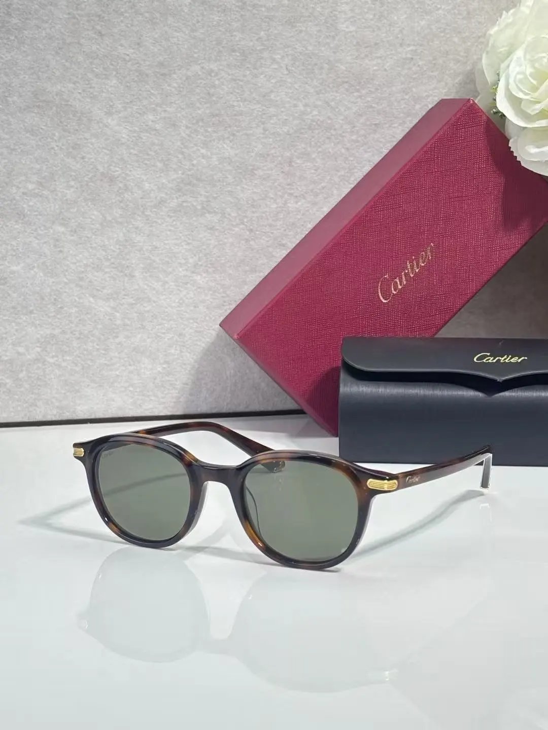 Cartier Eyewear 2011 Round Metal-Frame Sunglasses — 34