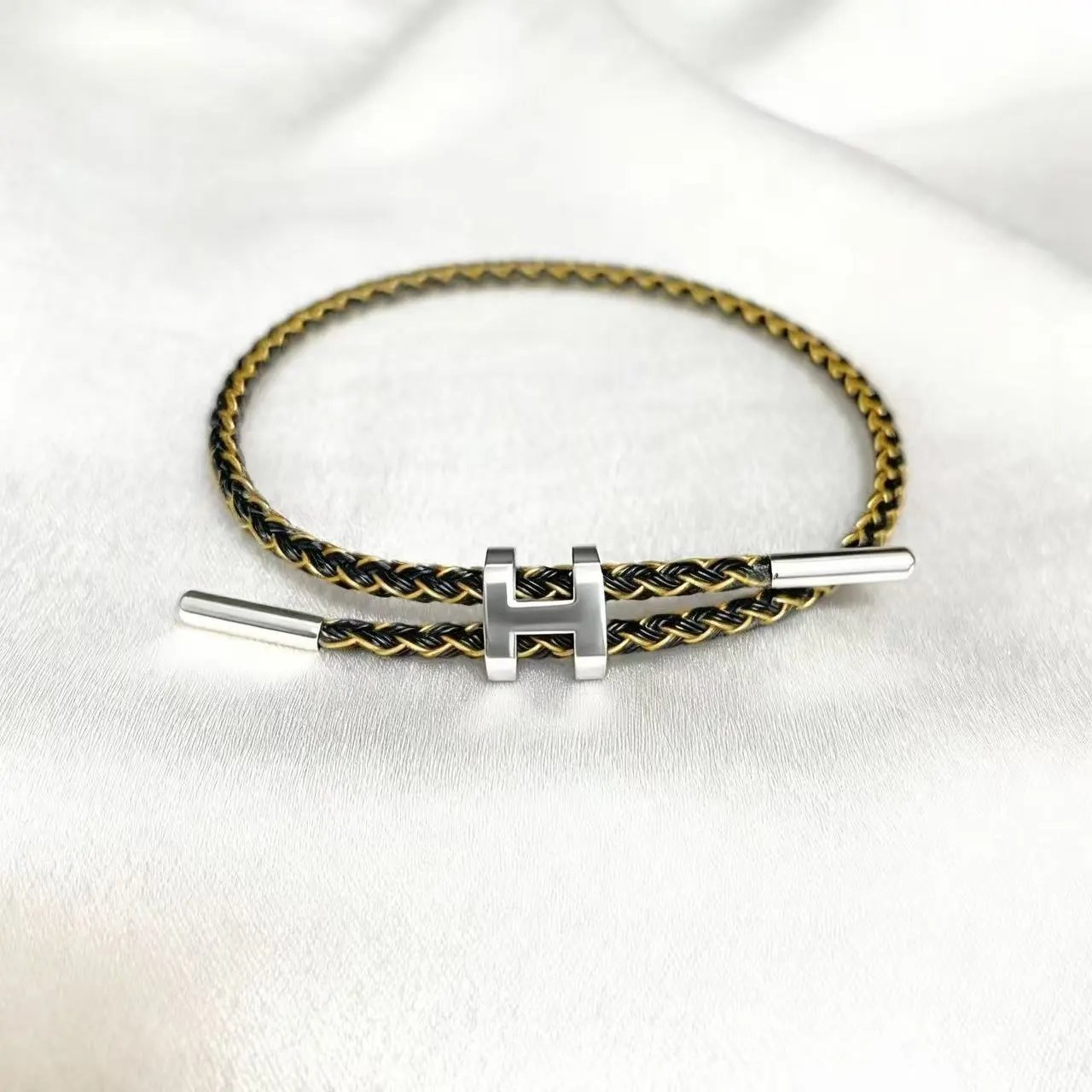 Unbranded Jewelry Braided Cord Bracelet with H-Shaped Clasp — 21
