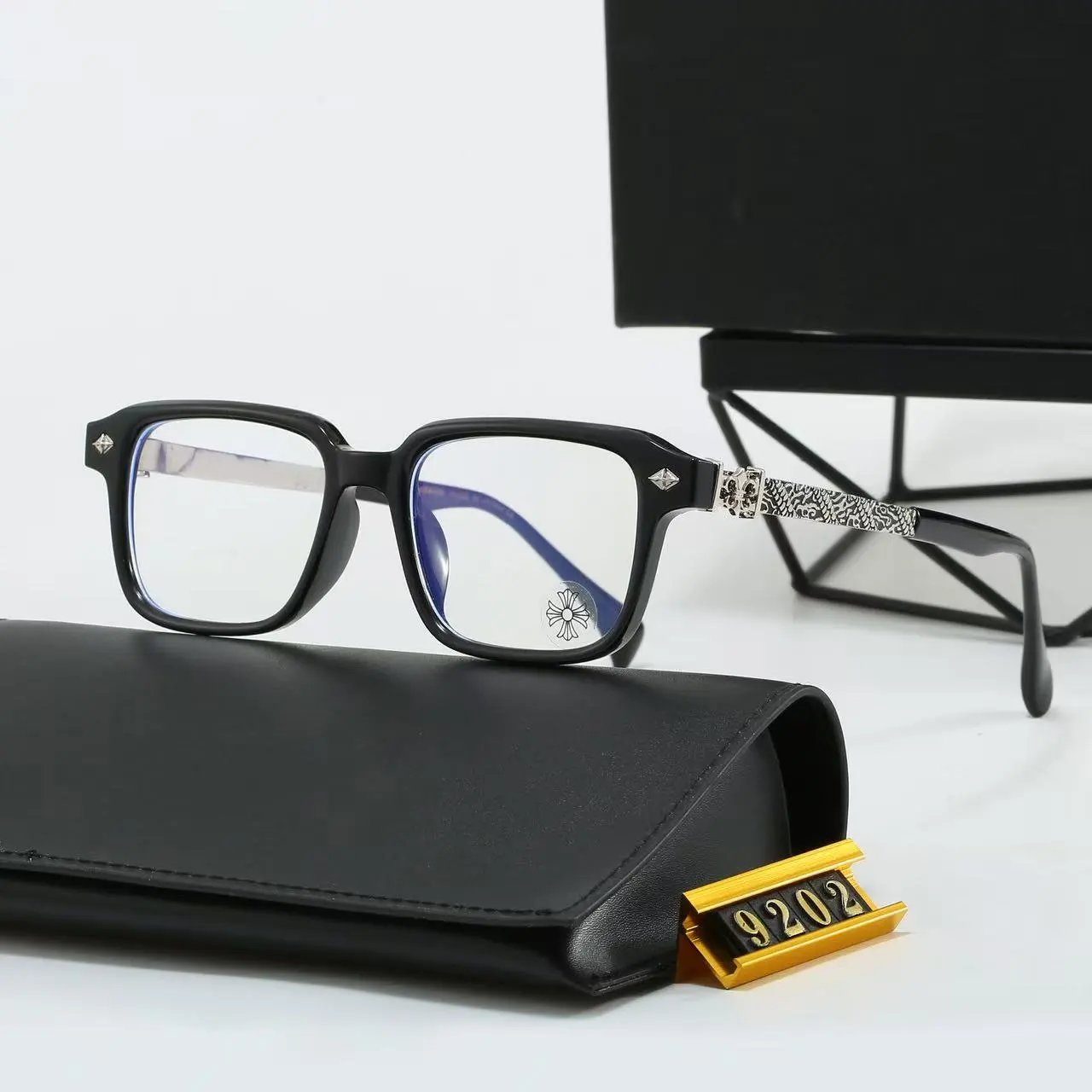 Unbranded Eyewear Square frames with floral cross temple embellishments — 38