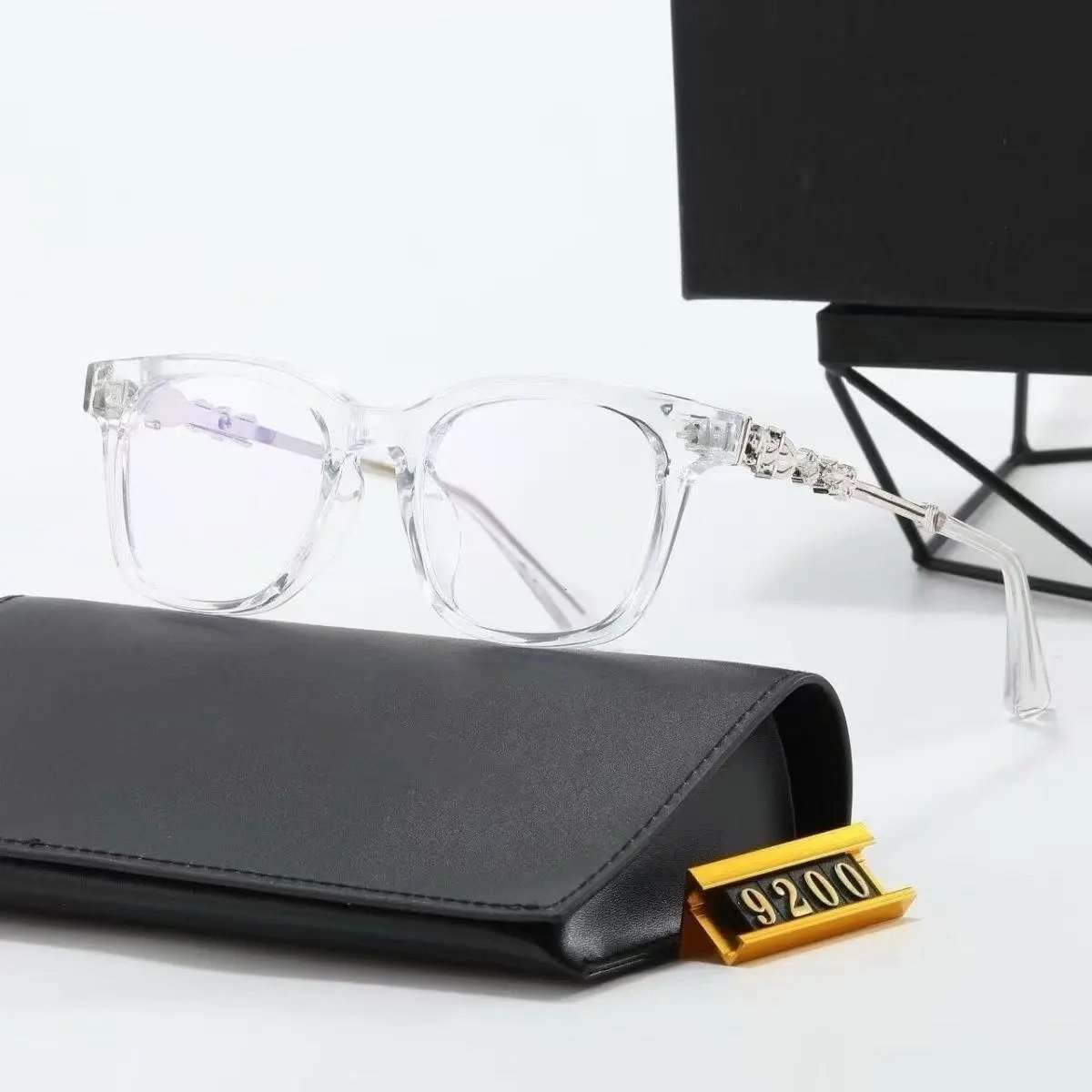 Unbranded Eyewear Square frames with floral cross temple embellishments — 20