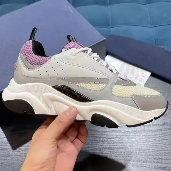 Dior B23 Low Pink Mesh White Chunky Sneakers - 1