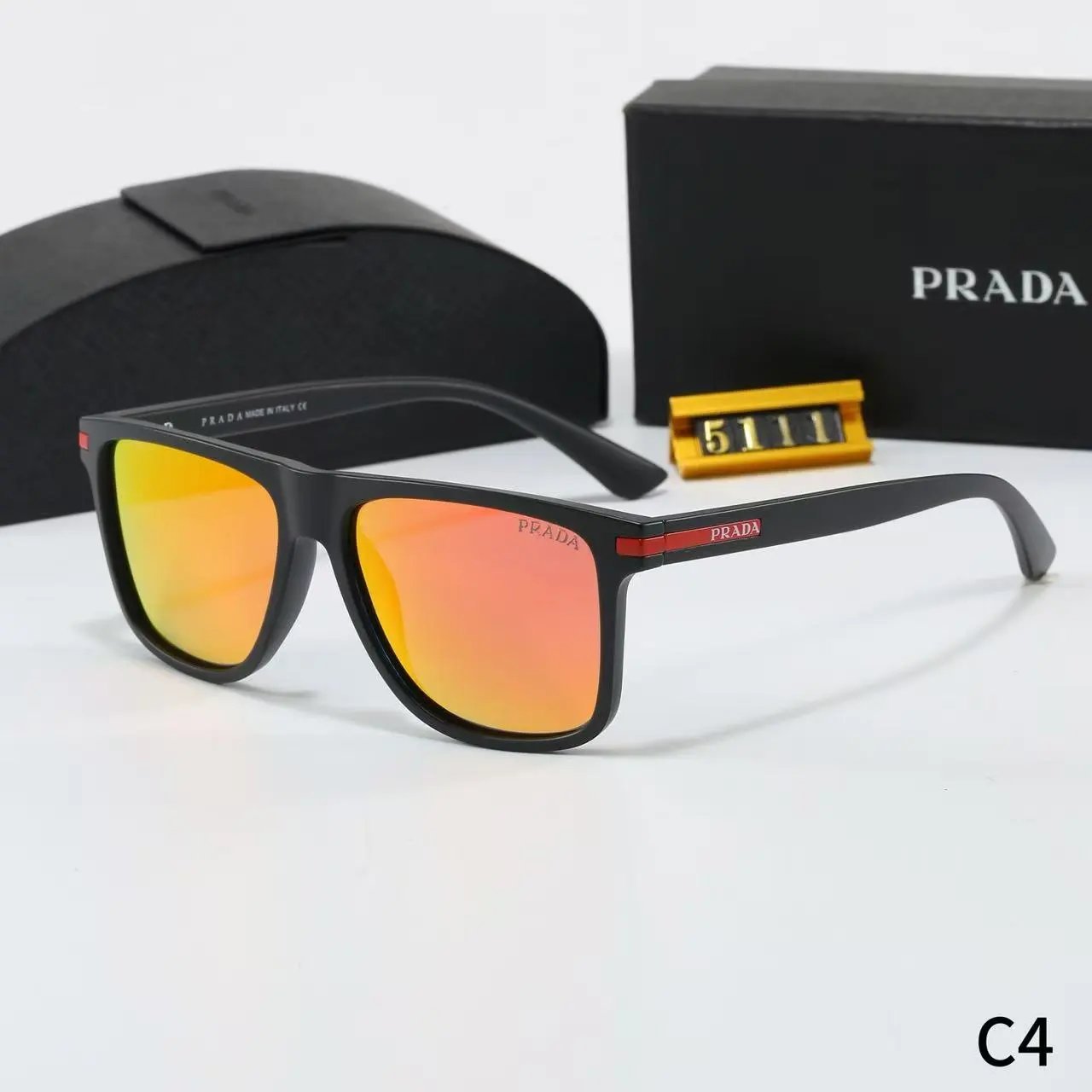 Prada Eyewear Square-frame sunglasses with triangle-logo temples — 14