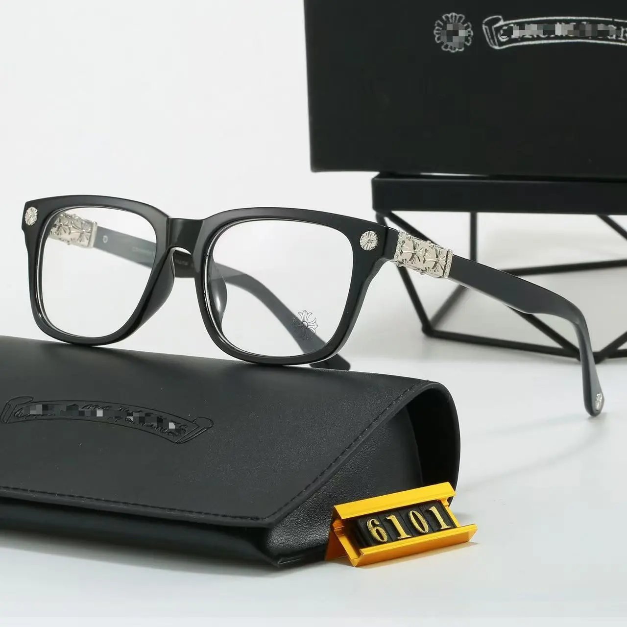Chrome Hearts Eyewear Square Blue-Light Blocking Glasses with Ornate Metal Temples product image