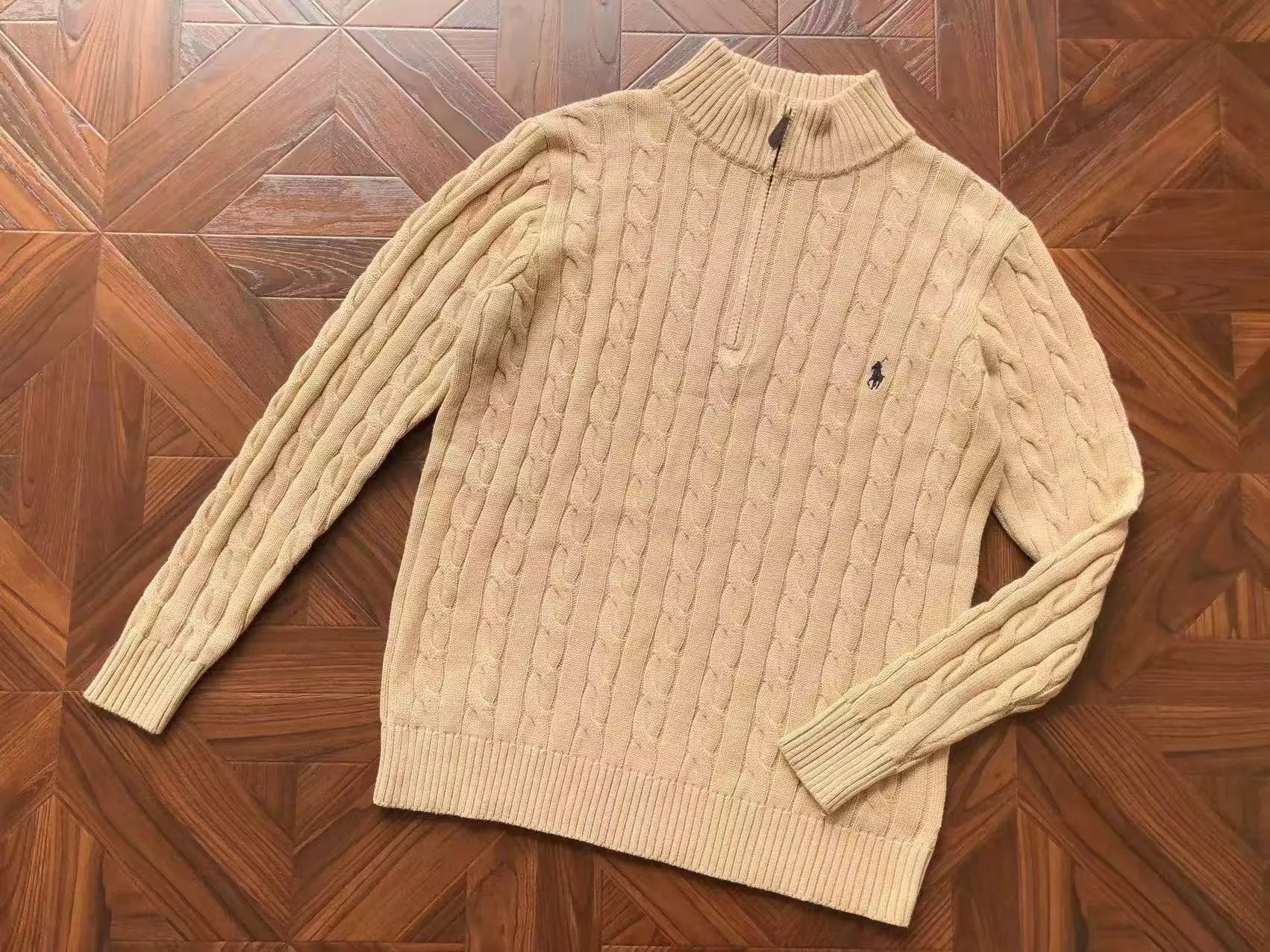 Ralph Lauren Cable Knit Half-Zip Sweater Navy - 8