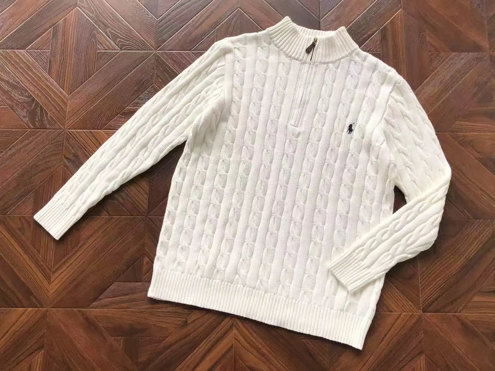 Ralph Lauren Cable Knit Half-Zip Sweater Navy - 9