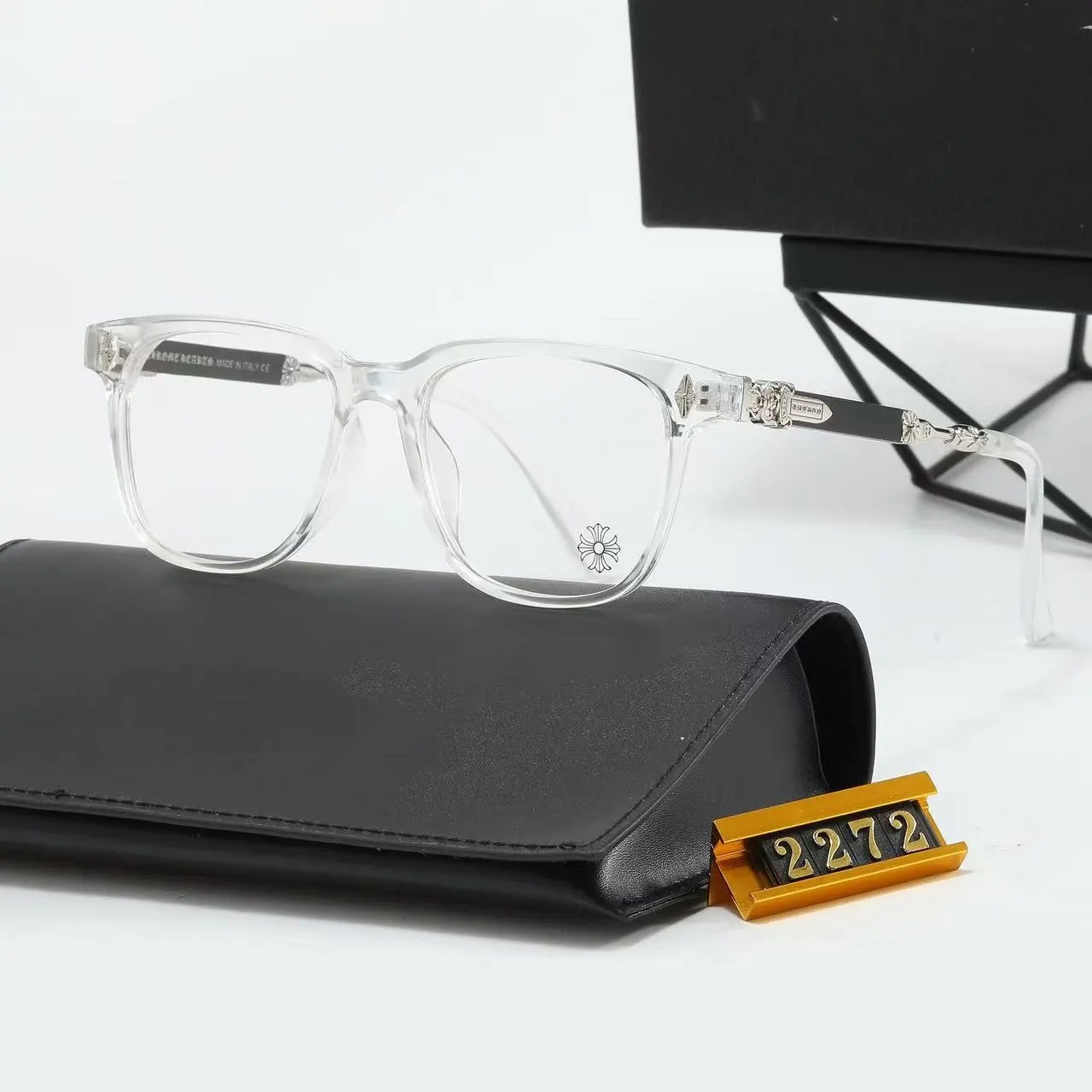 Unbranded Eyewear Square frames with floral cross temple embellishments — 7