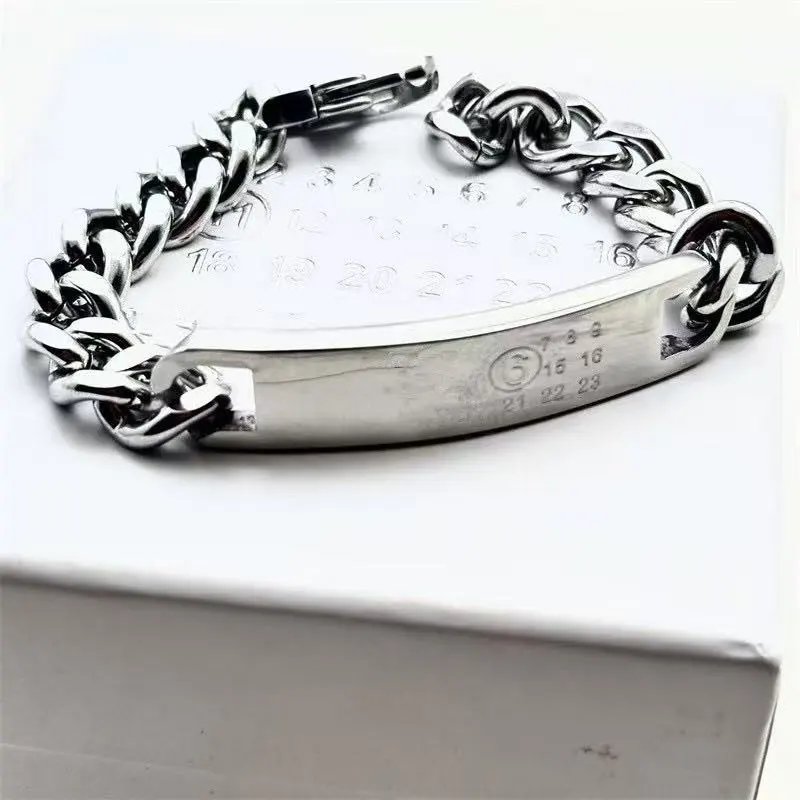 Unbranded Jewelry Number-Engraved Link Bracelet — Silver bracelet, 18cm