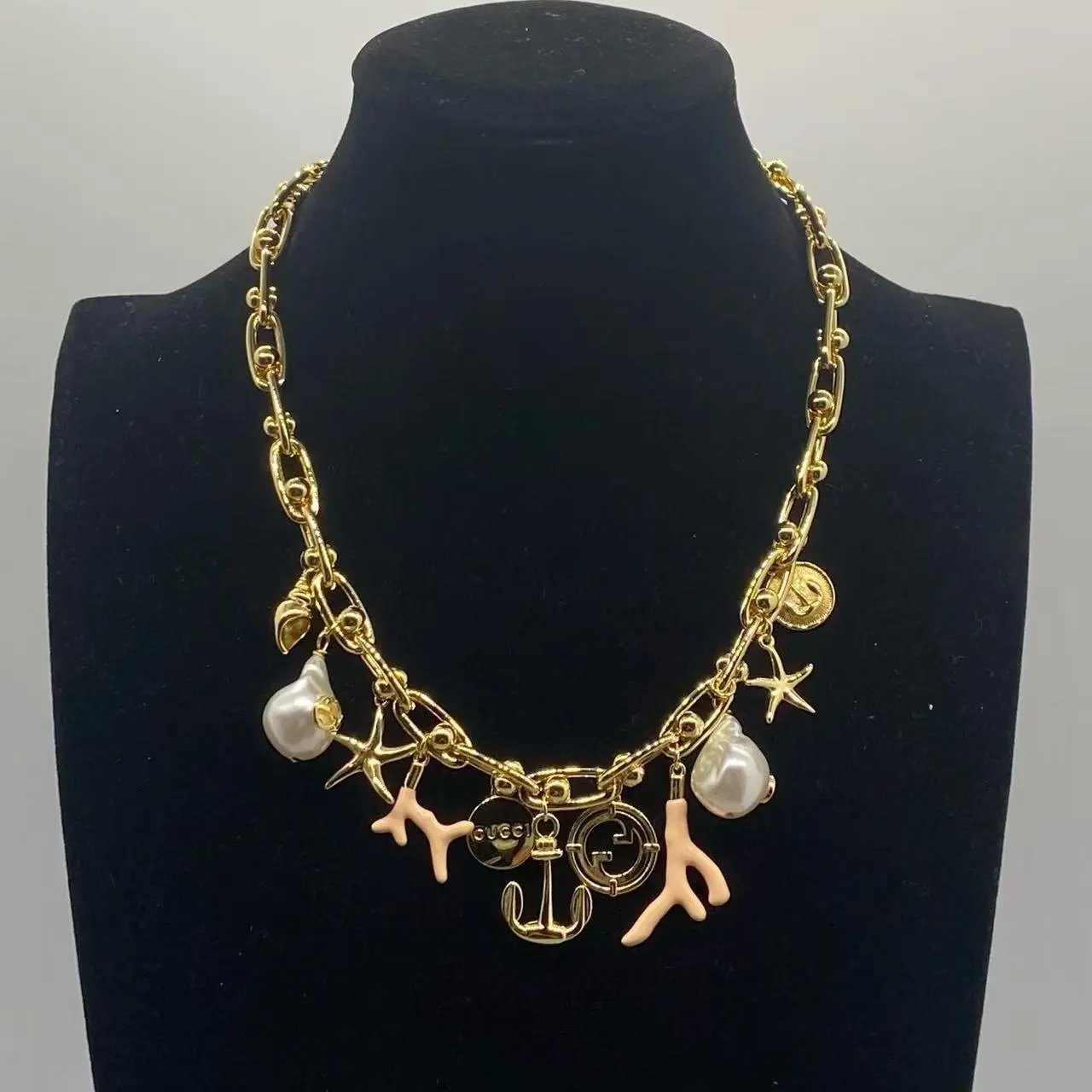 Louis Vuitton Jewelry Gold LV Flower Charm Necklace — 34