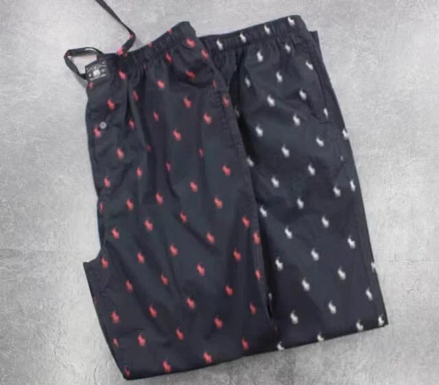 Polo Ralph Lauren Trousers All-Over Embroidered Pony Pajama Pants — Black with White Pony