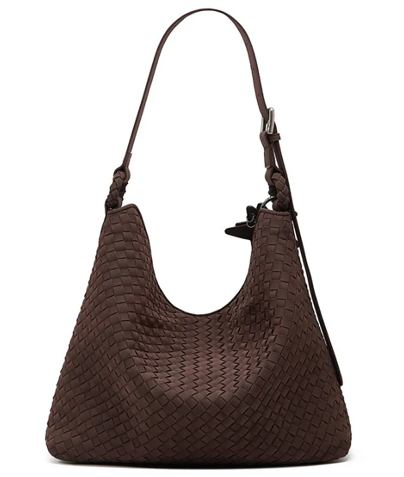 Unbranded Shoulder Bags Woven Hobo Bag with Braided Strap and Star Charm — Coffee color(50*13*38 cm)
