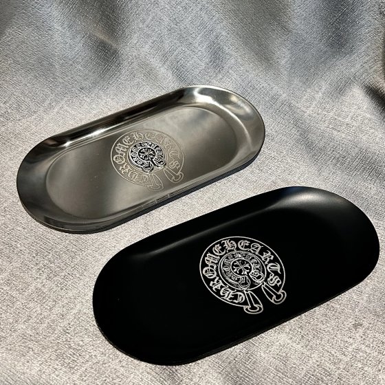 SO Brand Stainless Steel Tray with Cro Cross Design, Oval Metal Jewelry Organizer, Retro Snack Dish, Key Holder