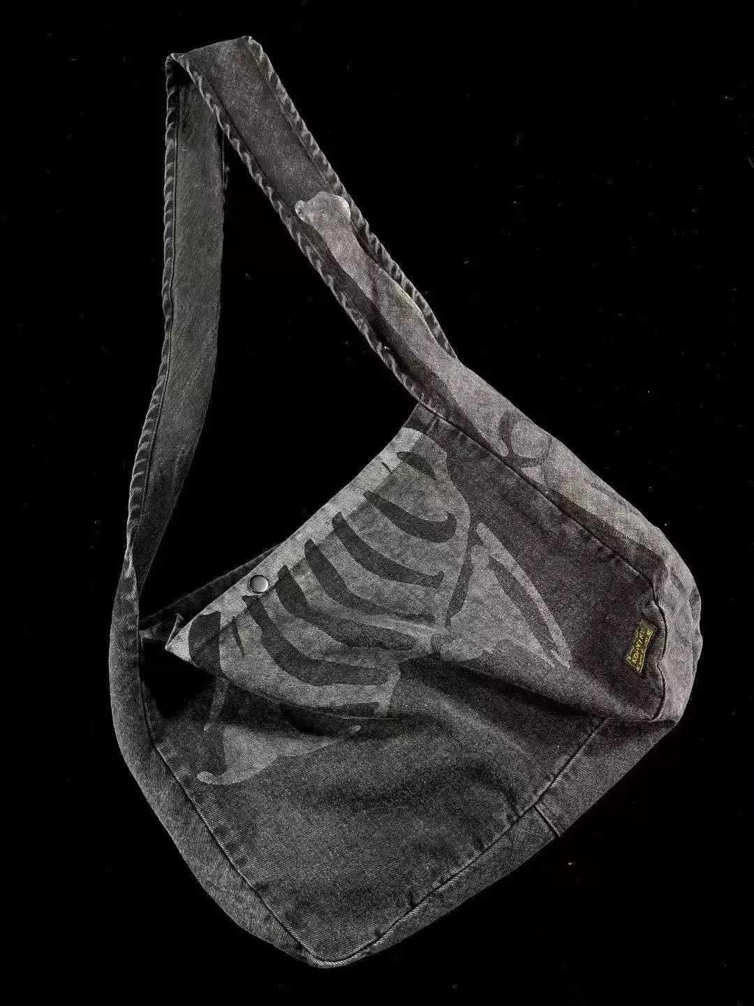 Autumn New Arrival Japanese-Style Bone-Patterned Vintage Denim Versatile Couple's Crossbody Shoulder Bag