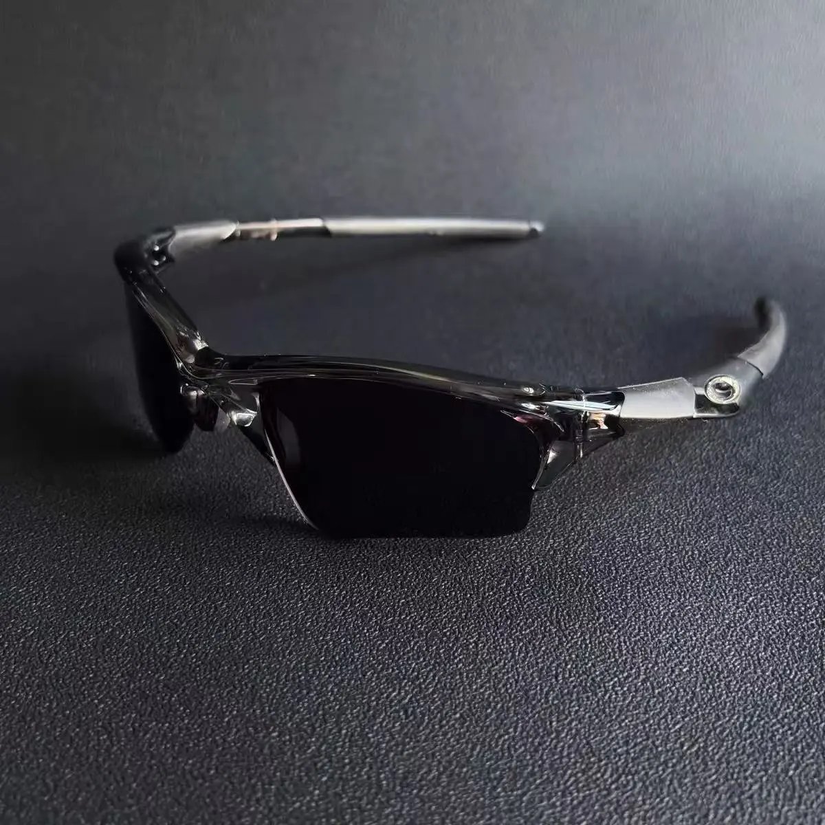 Matte black half-frame riding sunglasses lightweight rimless bottom edge