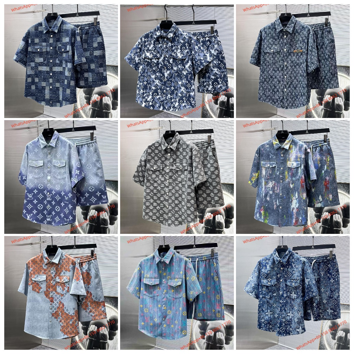 Lapel shirt denim short sleeve shorts suit