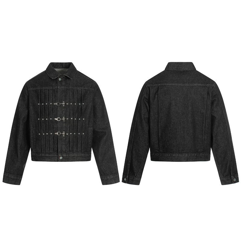 GXFortune Denim Jacket Pleated Black