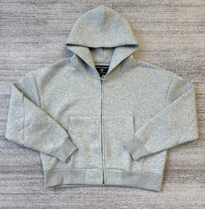 Flower grey zipper hoodie