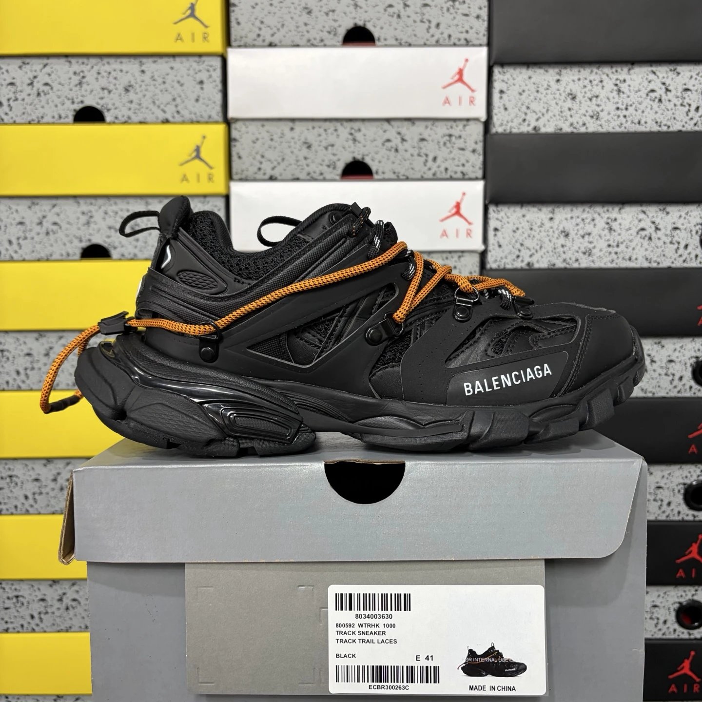 Balenciaga Track Sneaker Black Orange Trail Laces 800592 WTRHK 1000