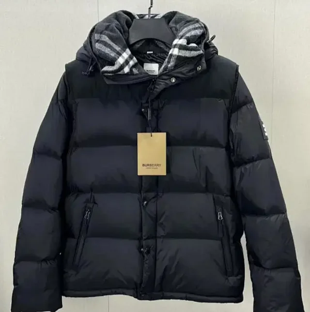 Burberry Down Jackets Hooded puffer jacket with check-lined hood product detail image 1
