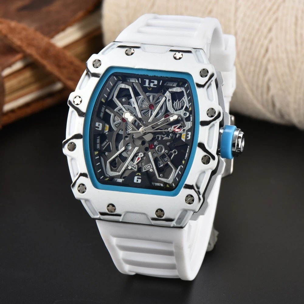 Unbranded Watches Tonneau Skeleton Dial Rhinestone Watch with Rubber Strap — 21