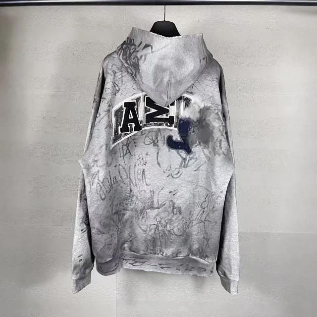 Unbranded Hoodies & Sweatshirts Graffiti Print Zip-Up Hoodie with Crest Patch product detail image 5