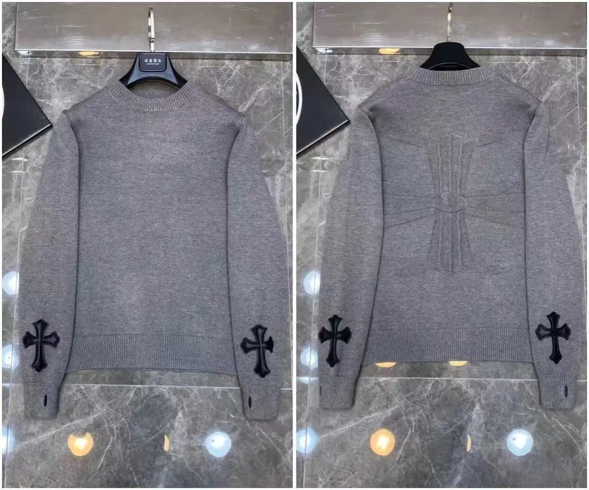Chrome Hearts Knitwear Zip-Front Ribbed Knit Cardigan with Cross Patches — 28