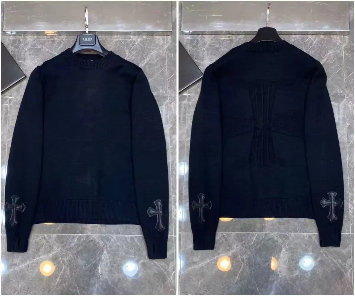 Chrome Hearts Knitwear Zip-Front Ribbed Knit Cardigan with Cross Patches — 27